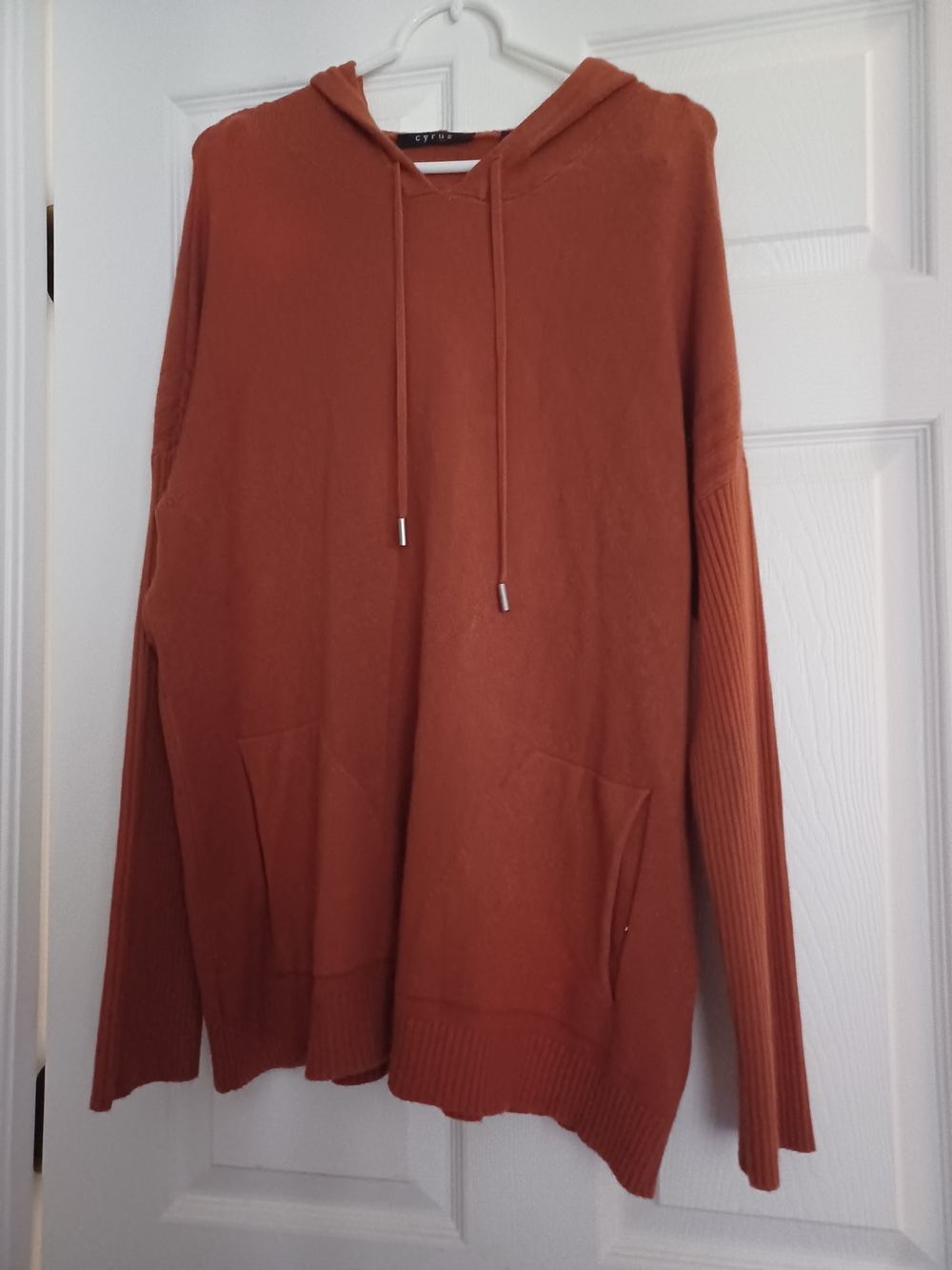 Cyrus Womens Size XL Hooded Knit Sweater - Rust Super Soft
